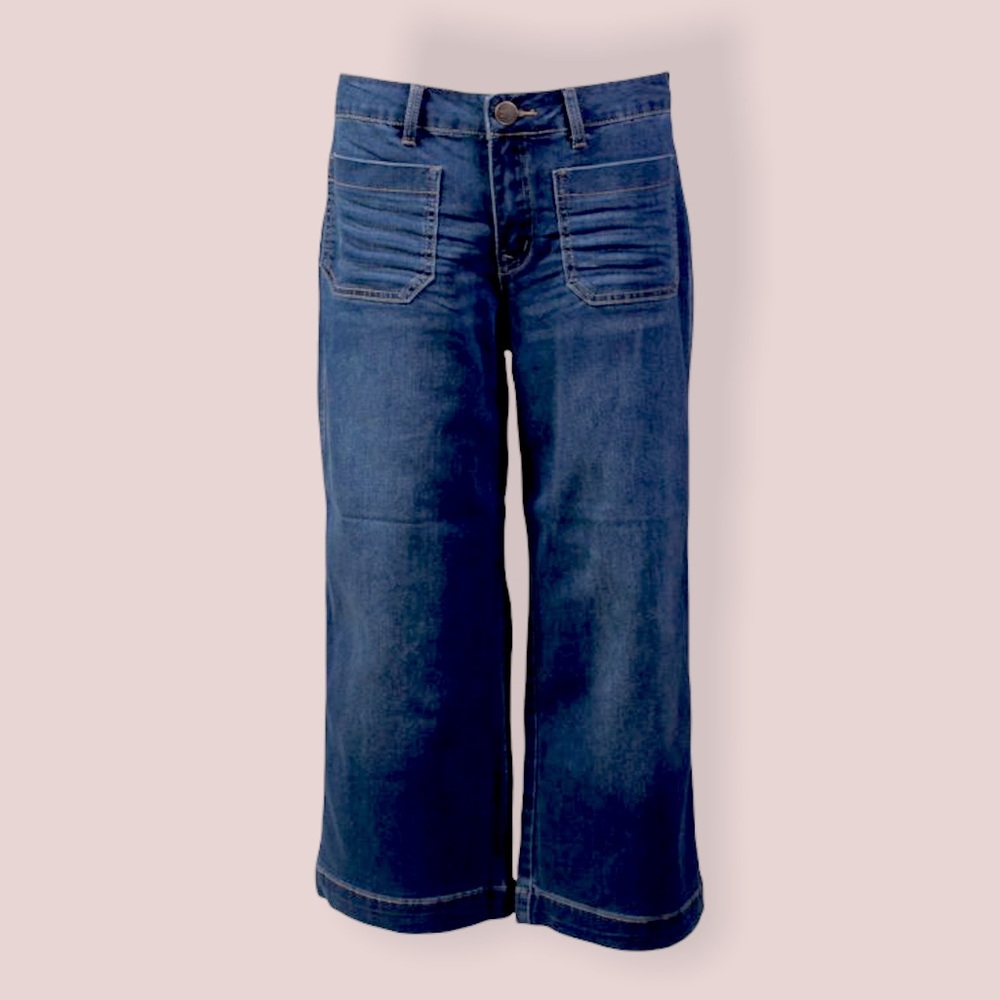 Wide leg crop jeans dark blue One5One NWT